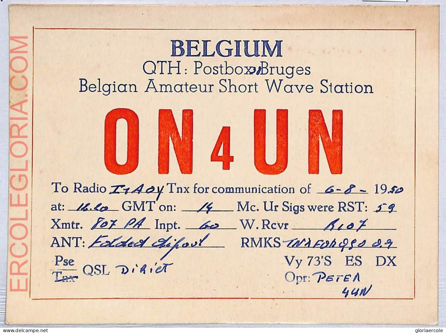 Ad9000 - BELGIUM - RADIO FREQUENCY CARD - 1950 - Radio