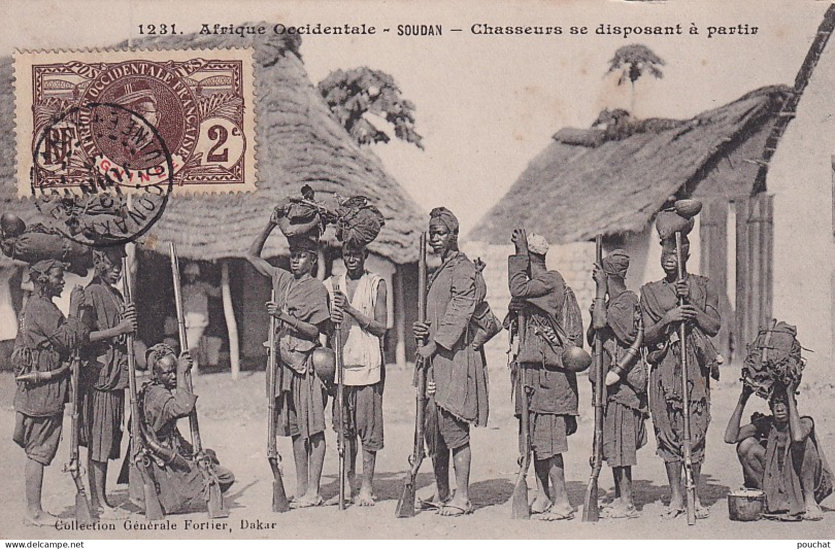 GU Nw- SOUDAN - CHASSEURS SE DISPOSANT A PARTIR - OBLITERATION 1908 - Soedan