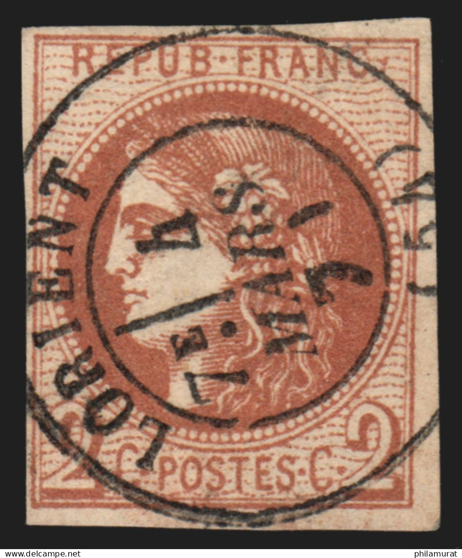 N°40B, Cérès Bordeaux 2c Brun-rouge, Oblitéré Càd Type17 Lorient - TB - 1870 Emissione Di Bordeaux