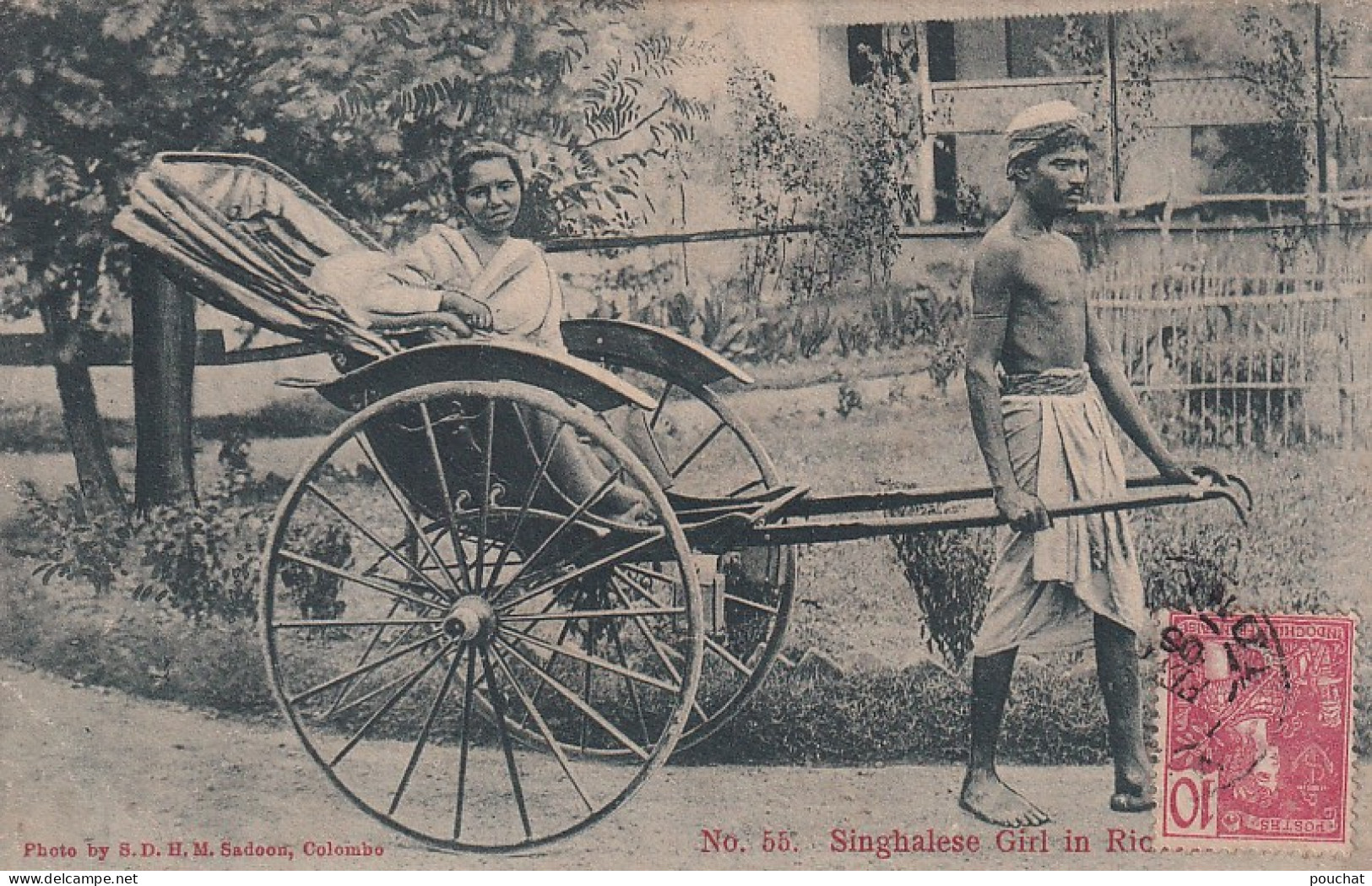 GU Nw - SINGHALESE GIRL IN RICKSHAW - CEYLANAISE EN POUSSE POUSSE - Sri Lanka (Ceylon)