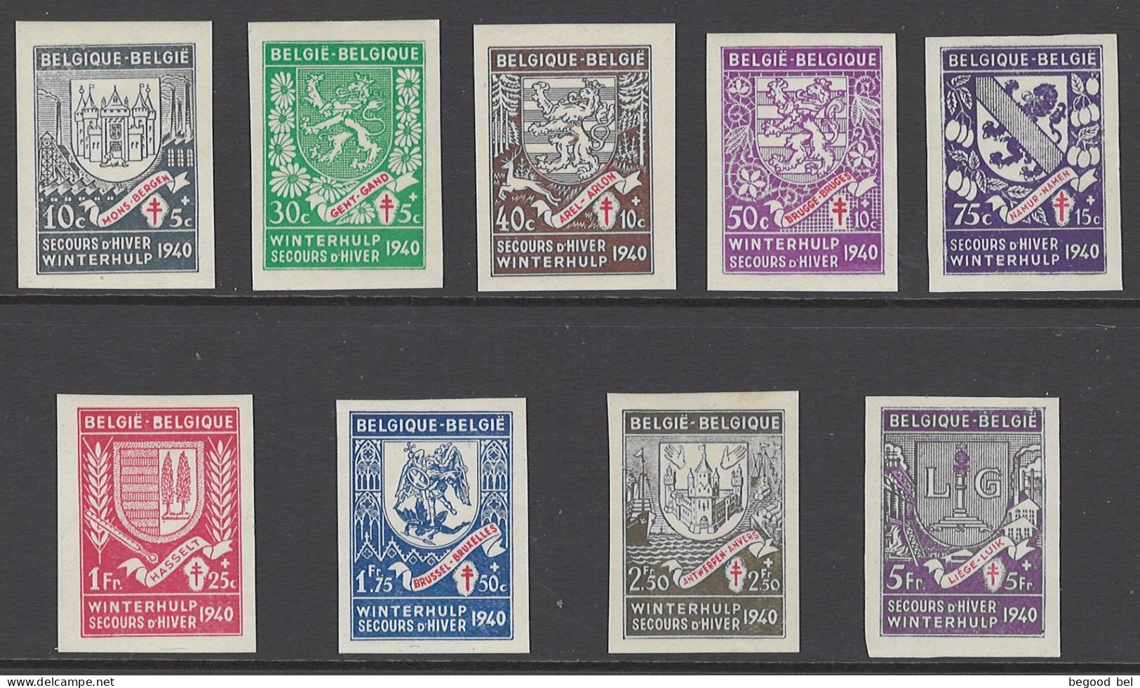 BELGIUM - 1941  - MNH/**  -  COB 547A-555A -  Lot 26013 - Neufs