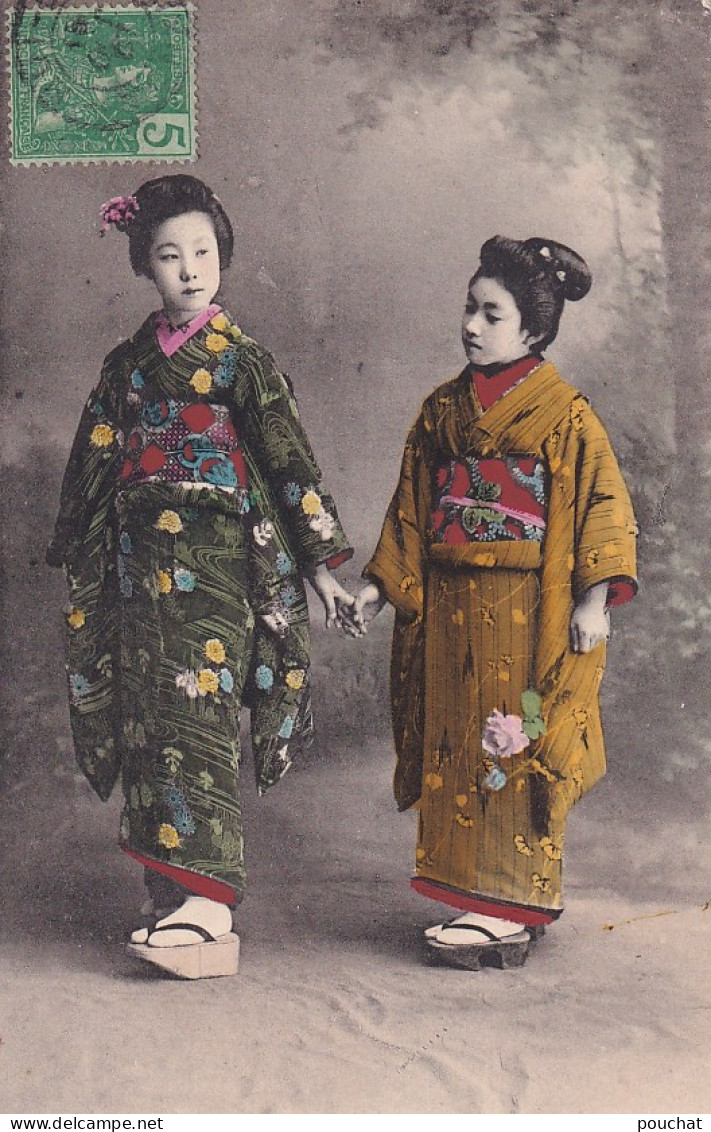 GU Nw- JEUNES FILLES EN TENUES TRADITIONNELLES  JAPON - OBLITERATION NUI DEO , TONKIN ( VIETNAM ) 1907 - Asien