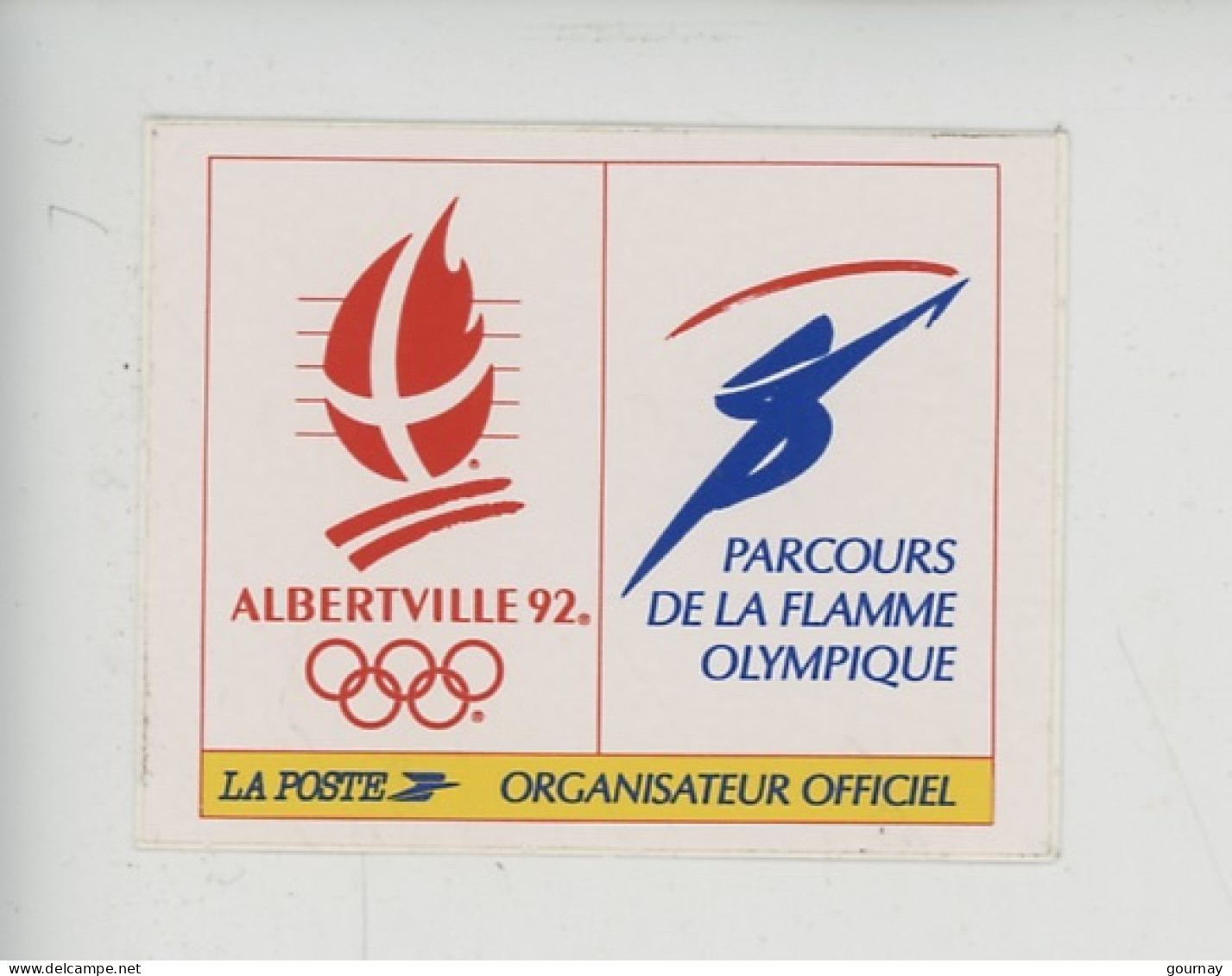 Autocollant - Albertville 92 Parcours De La Flamme Olympique - La Poste Organisateur Officiel - Albertville
