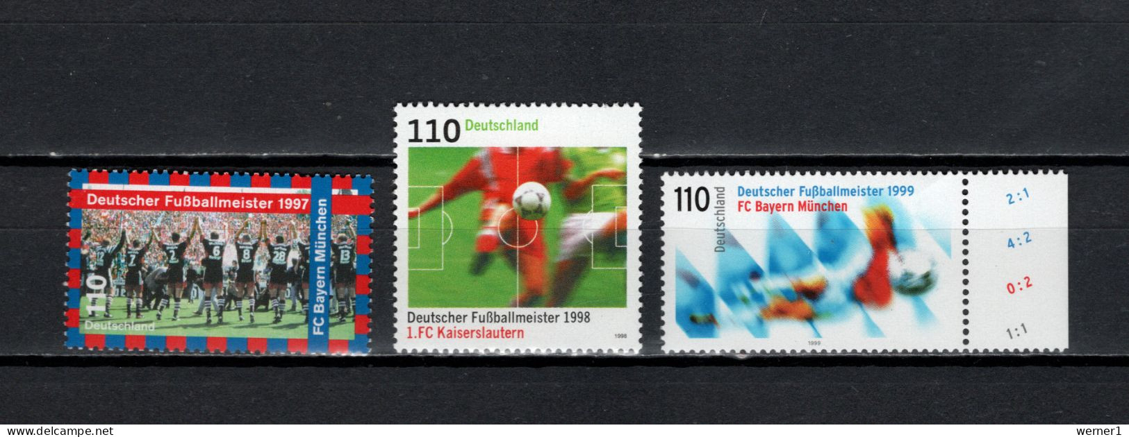 Germany 1997/1999 Football Soccer, FC Bayern München, 1.FC Kaiserslautern 3 Stamps MNH - Club Mitici