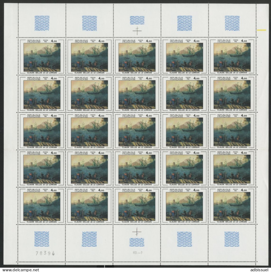 N° 2211 40 Fr Claude GELEE Dit LE LORRAIN Feuille De 25 Ex. Vendue à La Valeur Faciale ** MNH COTE 57,50 €  Description - Full Sheets