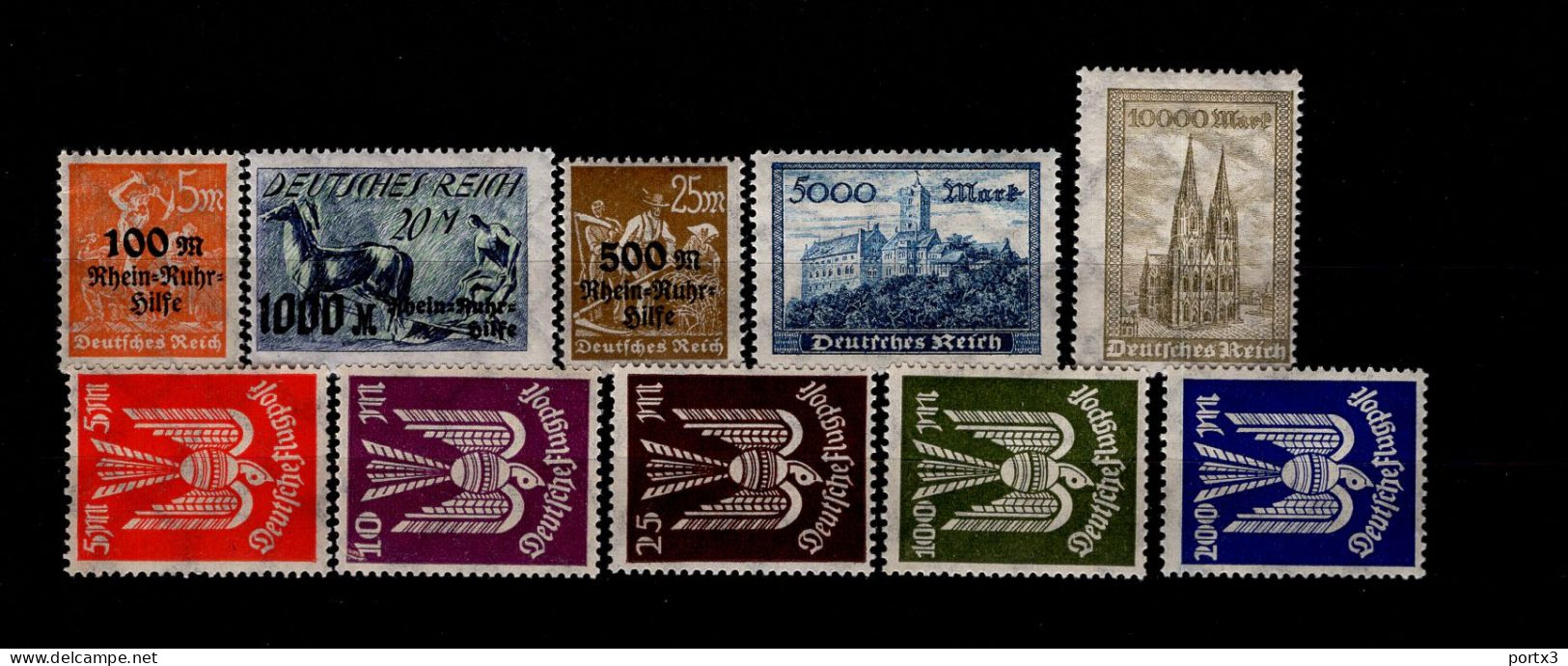 Deutsches Reich 258 - 267 Ruhrhilfe Wartburg Und Kölner Dom Holztaube MLH Mint * Falz - Unused Stamps