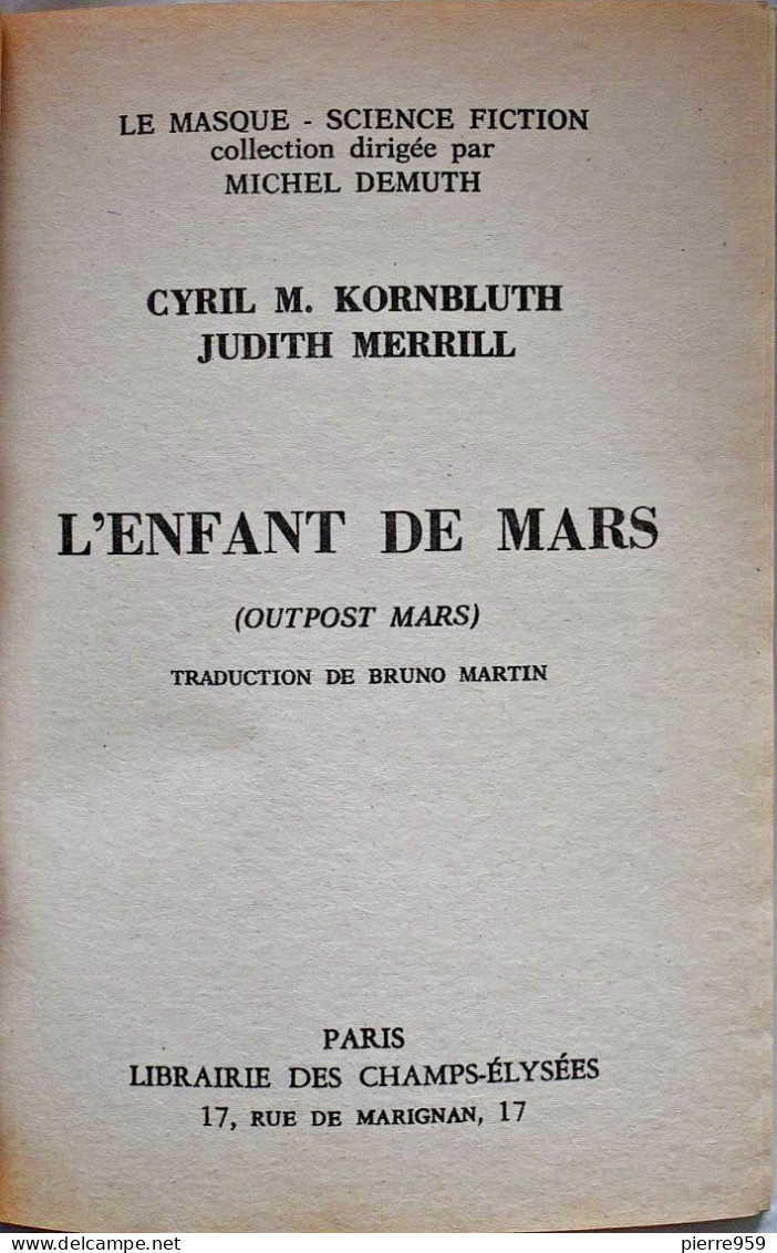 L'enfant De Mars - Cyril M. Kornbluth & Judith Merrill - Le Masque SF