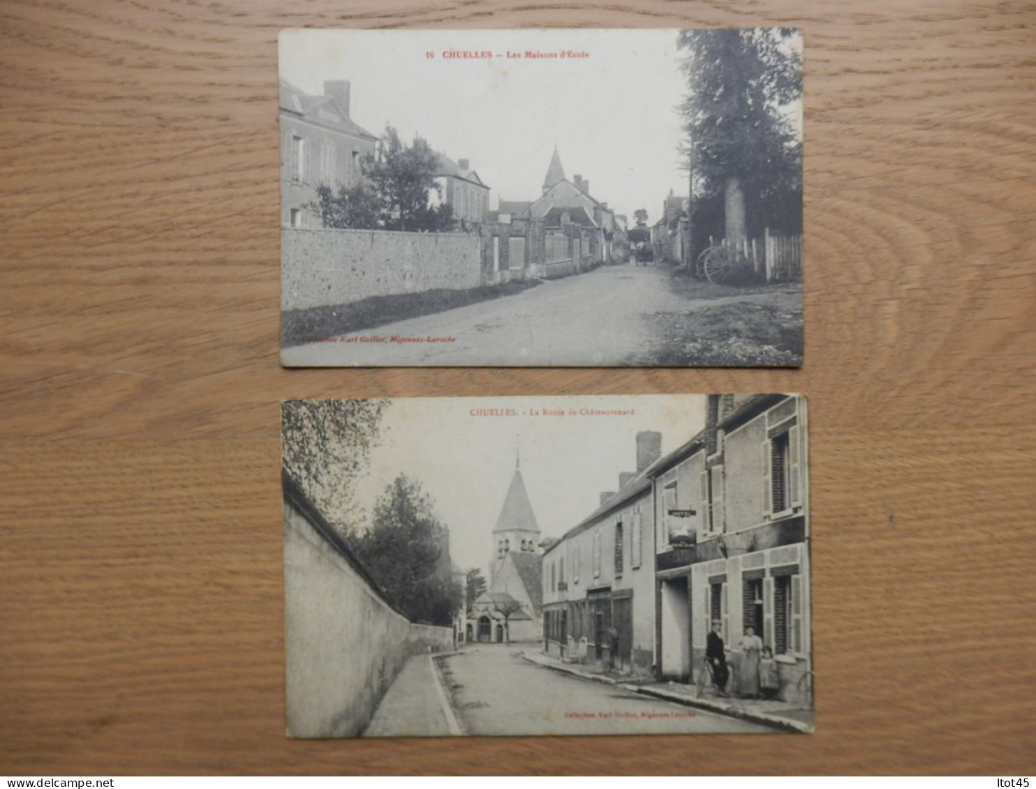 LOT DE 2 CPA CHUELLES 45 LES MAISONS D'ECOLE LA ROUTE DE CHATEAURENARD - Andere & Zonder Classificatie