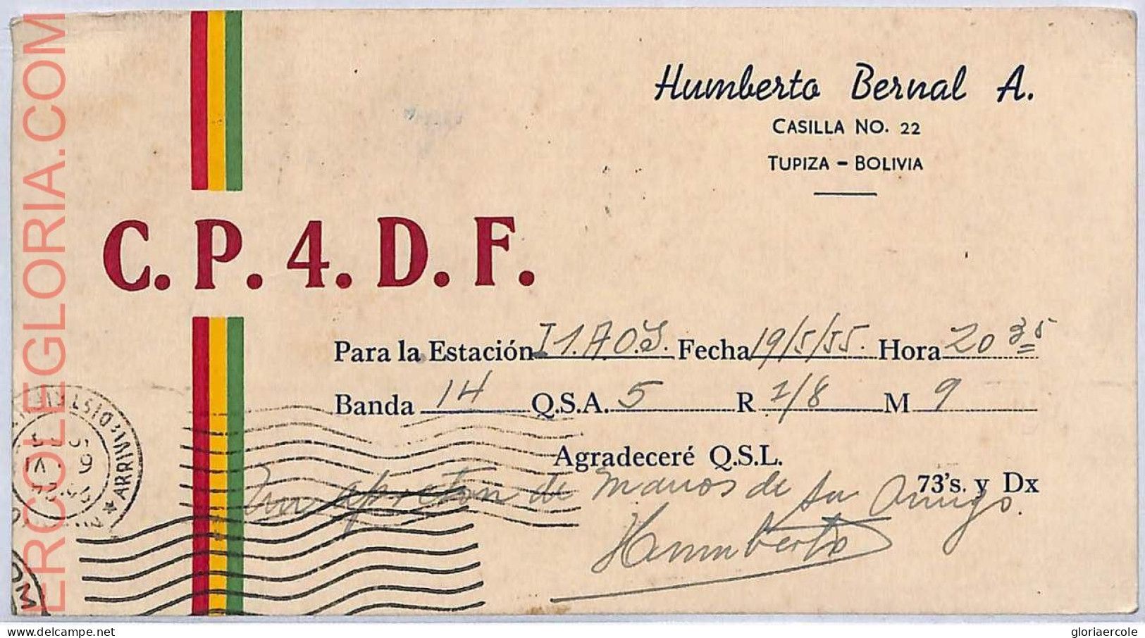 Ad9005 - BOLIVIA - RADIO FREQUENCY CARD - Tupiza - 1955 - Radio