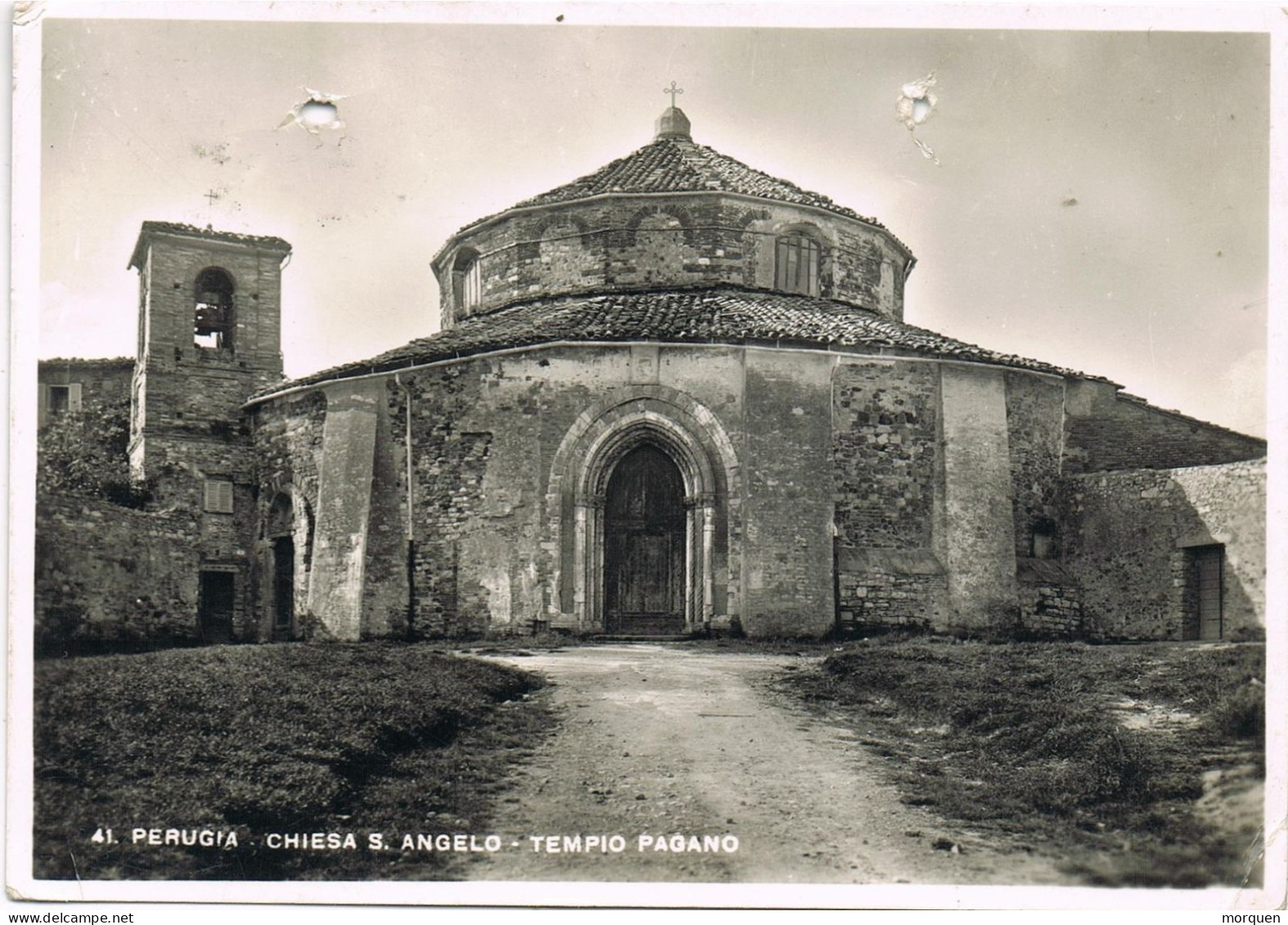 53956. Postal STRESA (Novara) Italia 1949. Vista Templo Pagano De Perugiua, Chiesa S. Amgelo - 1946-60: Marcofilie