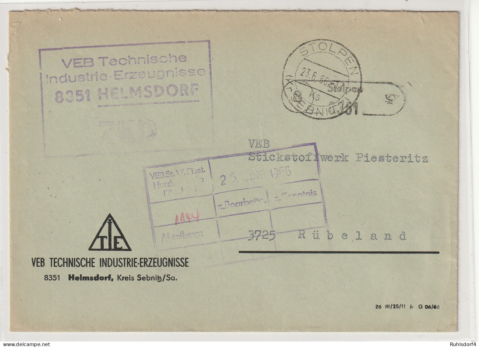 ZKD-Brief über Postnebenstelle Helmsdorf - Autres & Non Classés