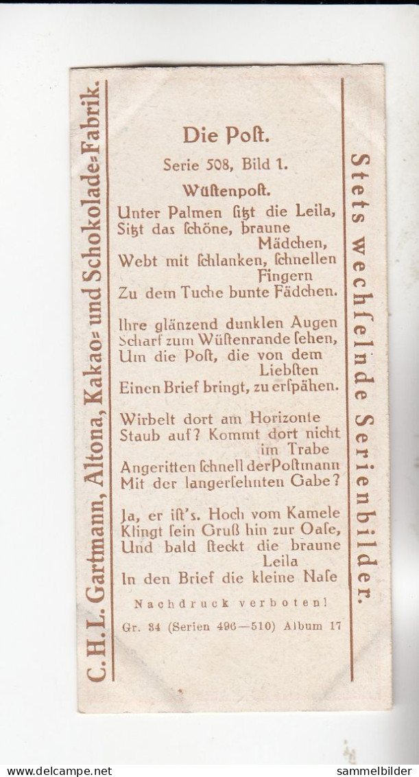 Gartmann Die Post Wüstenpost    Serie 508 #1 Von 1917 - Autres & Non Classés