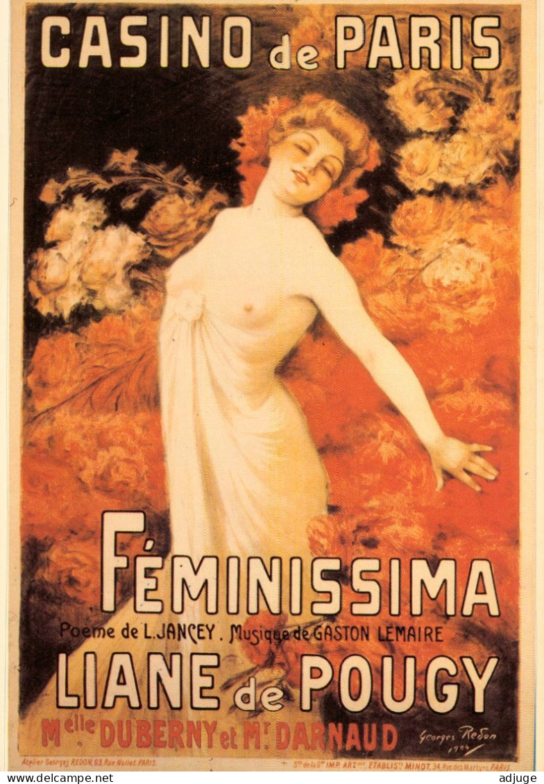 CPM-Affiche CASINO DE PARIS- Liane De Pougy "Feminissima" Spectacle Cabaret Erotisme* Georges REDON Peintre - Inns