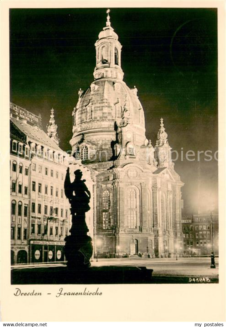 73778675 Dresden Elbe Frauenkirche Nachtaufnahme  - Dresden