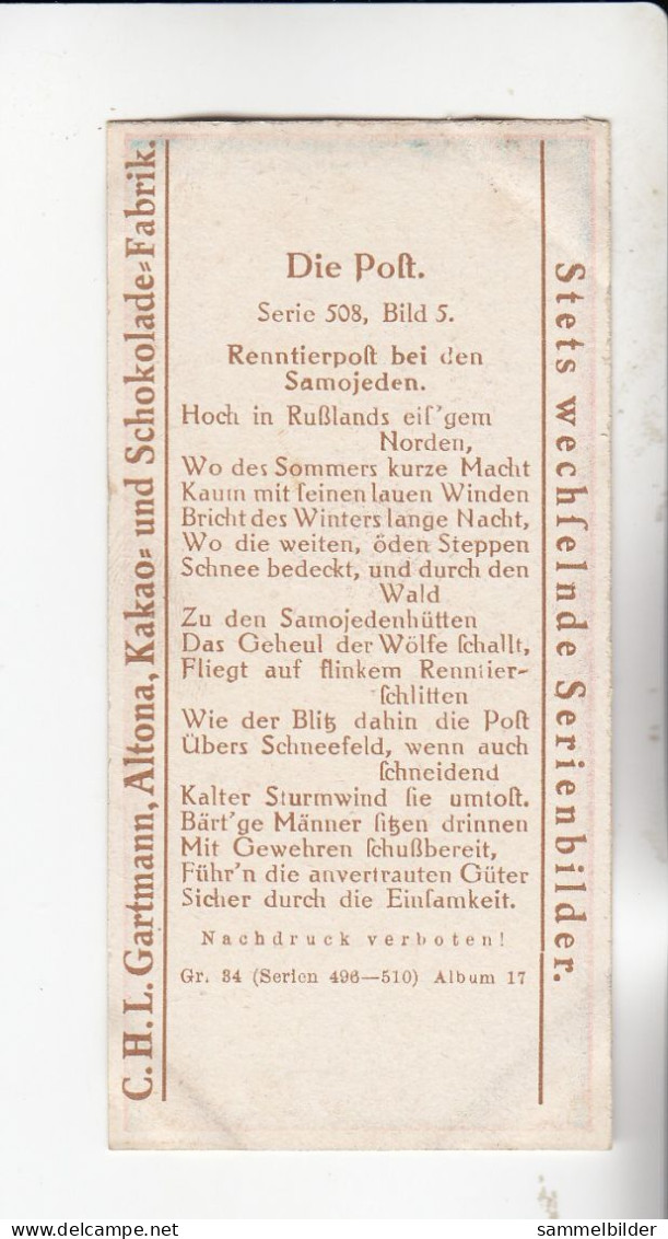 Gartmann Die Post Renntierpost Bei Den Samojeden    Serie 508 #5 Von 1917 - Autres & Non Classés