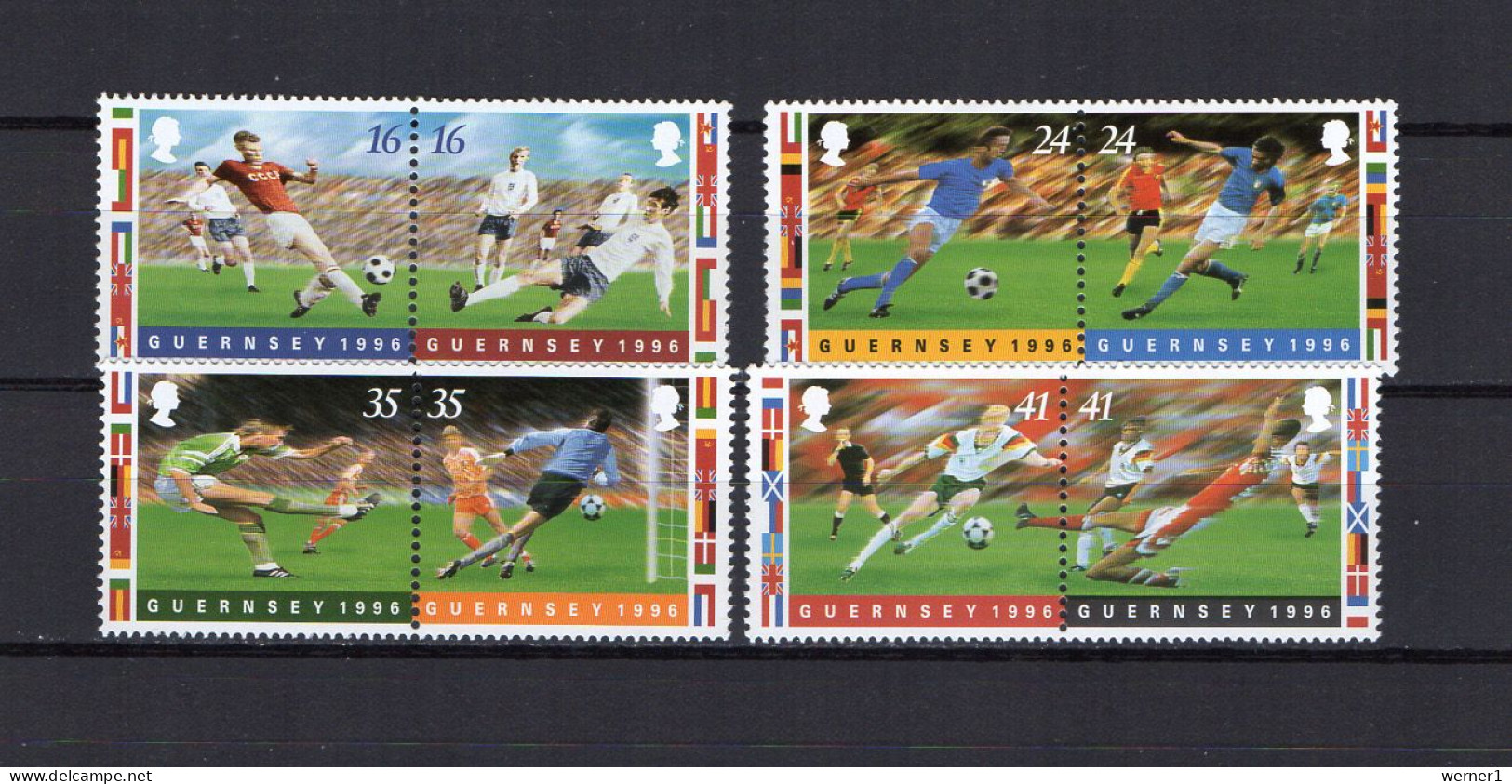 Guernsey 1996 Football Soccer European Championship Set Of 8 MNH - Fußball-Europameisterschaft (UEFA)