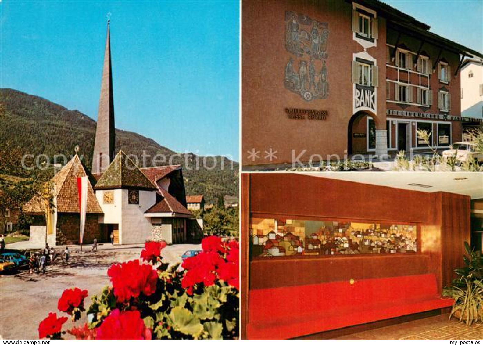 73778613 Algund Merano Pfarrkirche Und Raiffeisenkasse Algund Merano - Sonstige & Ohne Zuordnung