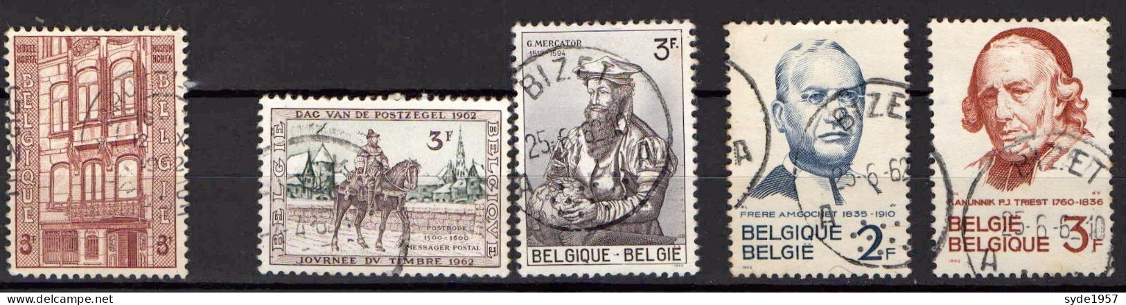 Belgique 1962 5 Timbres Oblitérés - COB1204, 1212, 1213, 1214, 1215 - Gebraucht