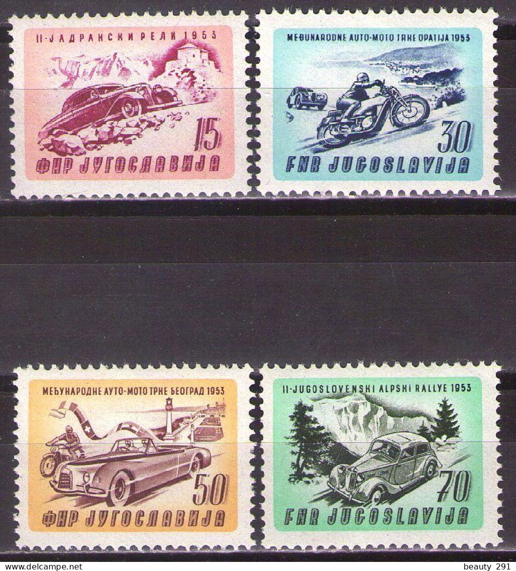 Yugoslavia 1953 - Airmail - Mi 724-727 - International Car-moto Race - MNH**VF - Neufs