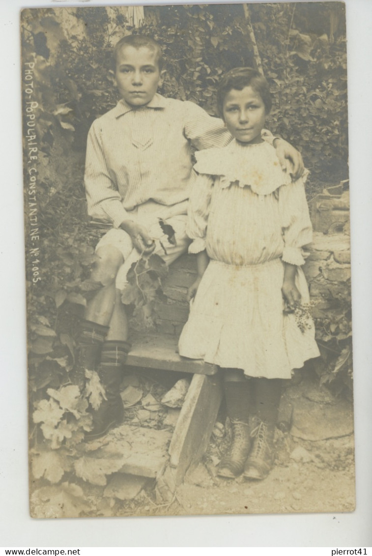 AFRIQUE - ALGERIE - CONSTANTINE - Carte Photo Portrait Enfants Début XXème Réalisée Par Photo Populaire à CONSTANTINE - Konstantinopel