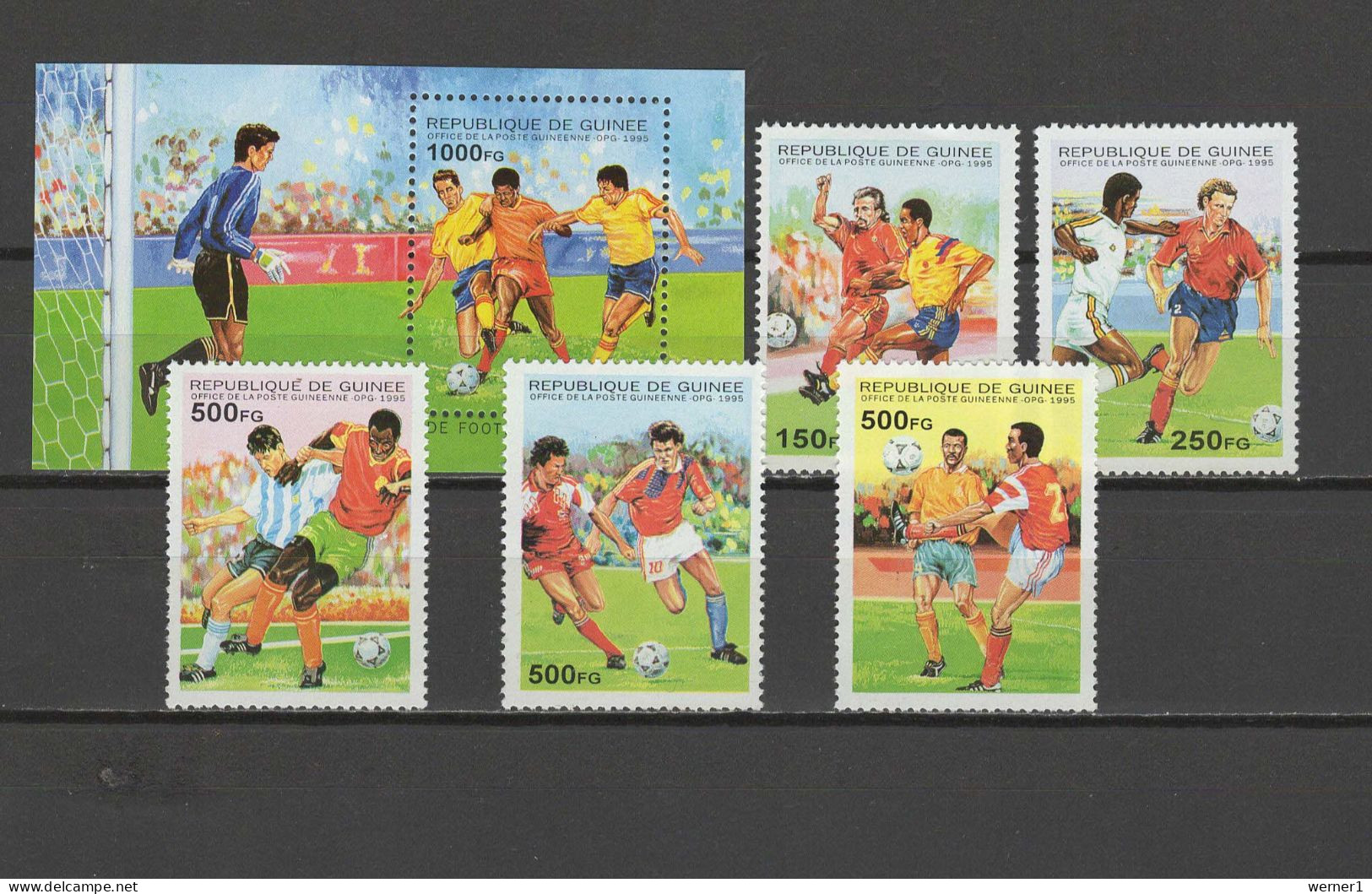 Guinea 1995 Football Soccer World Cup Set Of 5 + S/s MNH - 1998 – Frankrijk