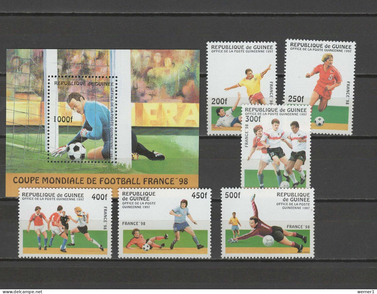 Guinea 1997 Football Soccer World Cup Set Of 6 + S/s MNH - 1998 – Frankrijk