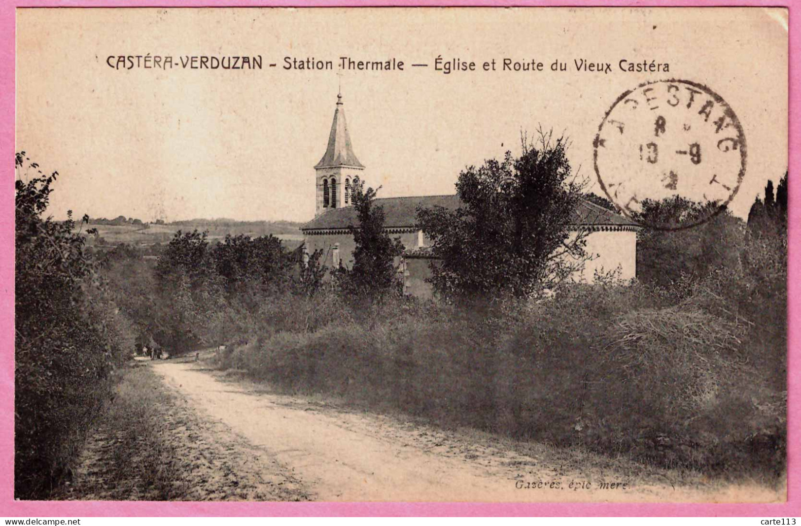 32 - B35137CPA - CASTERA-VERDUZAN - Eglise Et Route Du Vieux Castera - Très Bon état - GERS - Castera