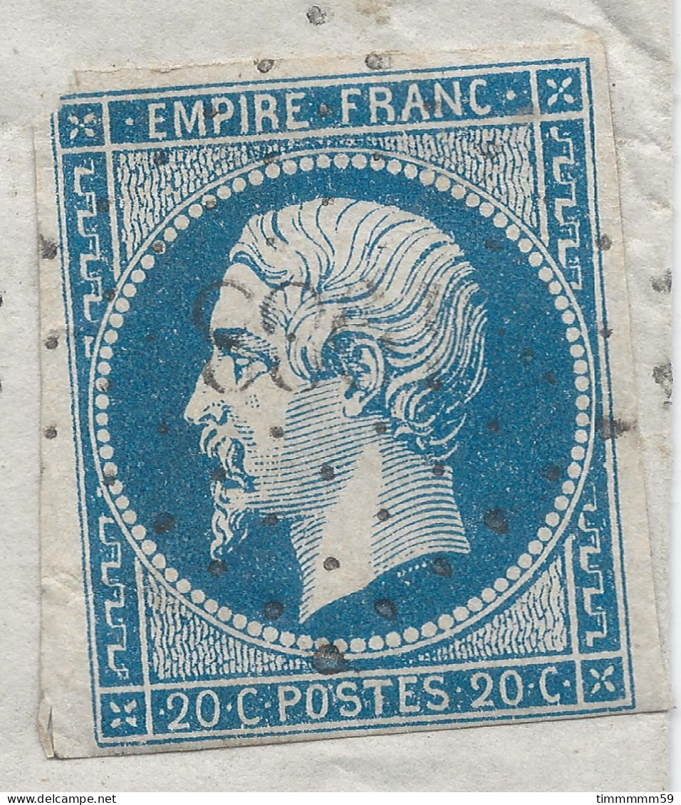 LT5946   N°14A/Lettre, Oblitéré PC 1988 MEZE(33), Indice 3, Du 13 Nov. 1857, Cachet APRES LE DEPART - 1853-1860 Napoléon III.