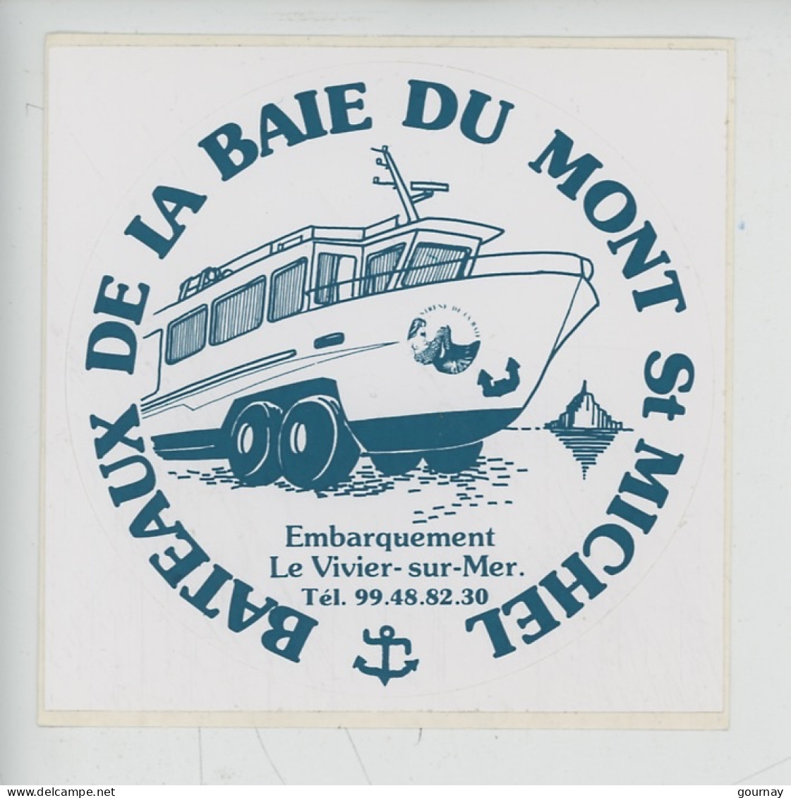 Autocollant Bateau De La Baie Du Mont Saint Michel - Le Vivier Sur Mer, La Sirène De La Baie Bateau Amphibie 10,5X10,5 - Altri & Non Classificati