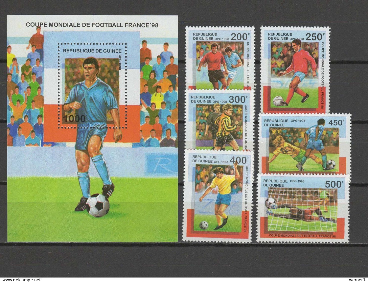 Guinea 1998 Football Soccer World Cup Set Of 6 + S/s MNH - 1998 – Frankrijk