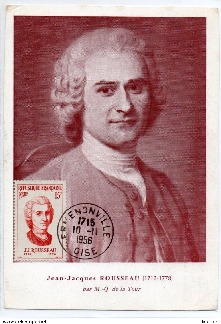 Carte Maxi 1956  PREMIER JOUR : Jean Jacques Rousseau - 1950-1959