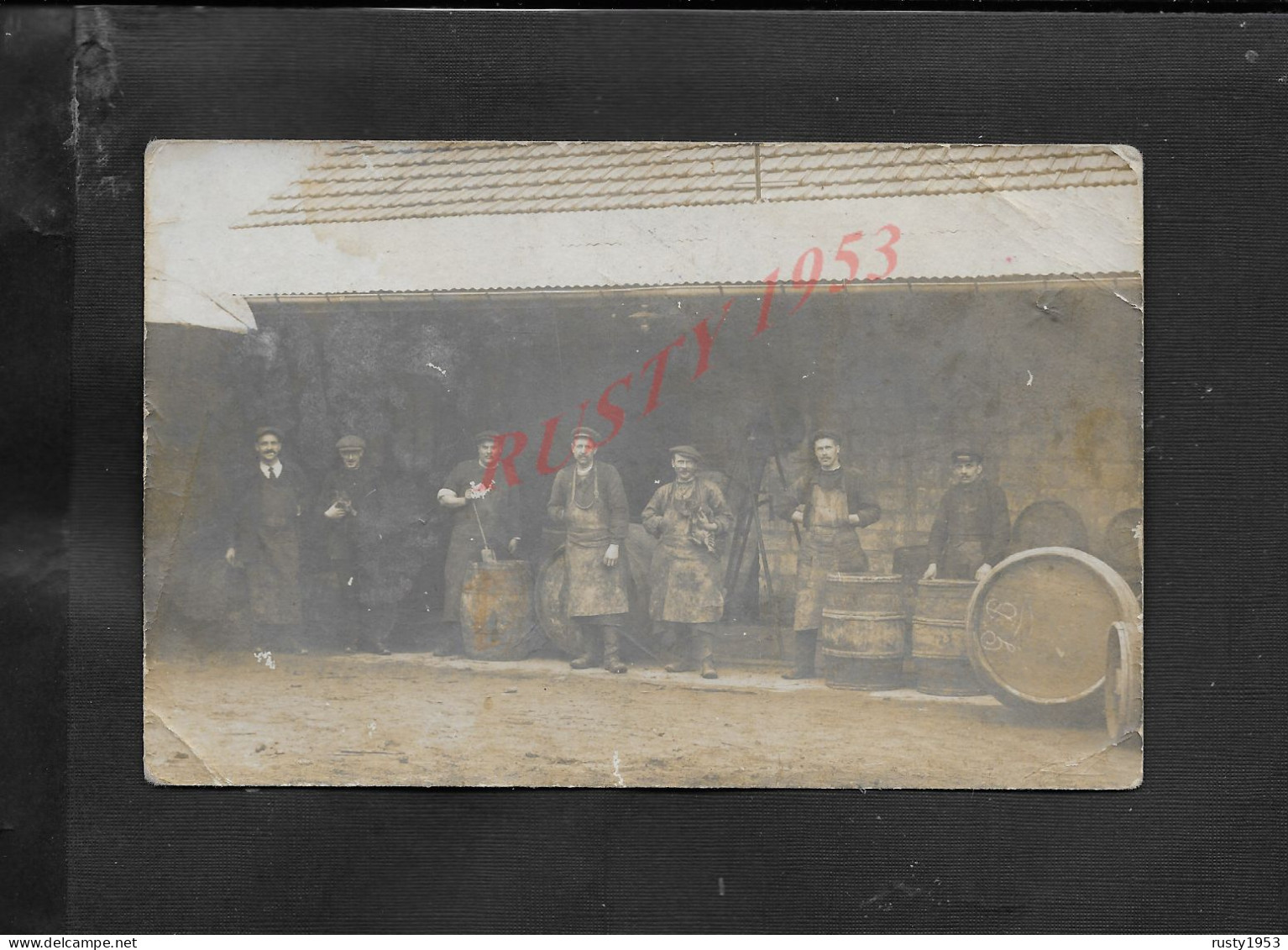 AGRICULTURE CARTE PHOTO DESIRÉ DU 95 SANNOIS VAL D OISE AVEC CACHET PERSONNAGES VIGNERON  TONNEAUX DE VIN : - Wijnbouw