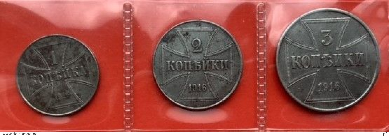 3 Munten: 1 - 2 - 3 Kopek 1916  (Fe) - Poland