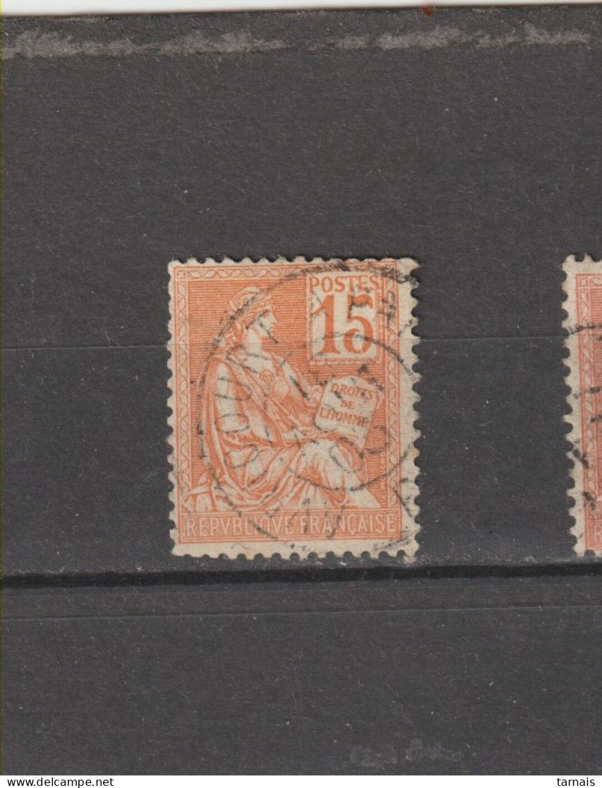 1900 N°117a 15 C Mouchon Variété Chiffre 1 Touchant Le Cadre Oblitéré Ambulant - Used Stamps
