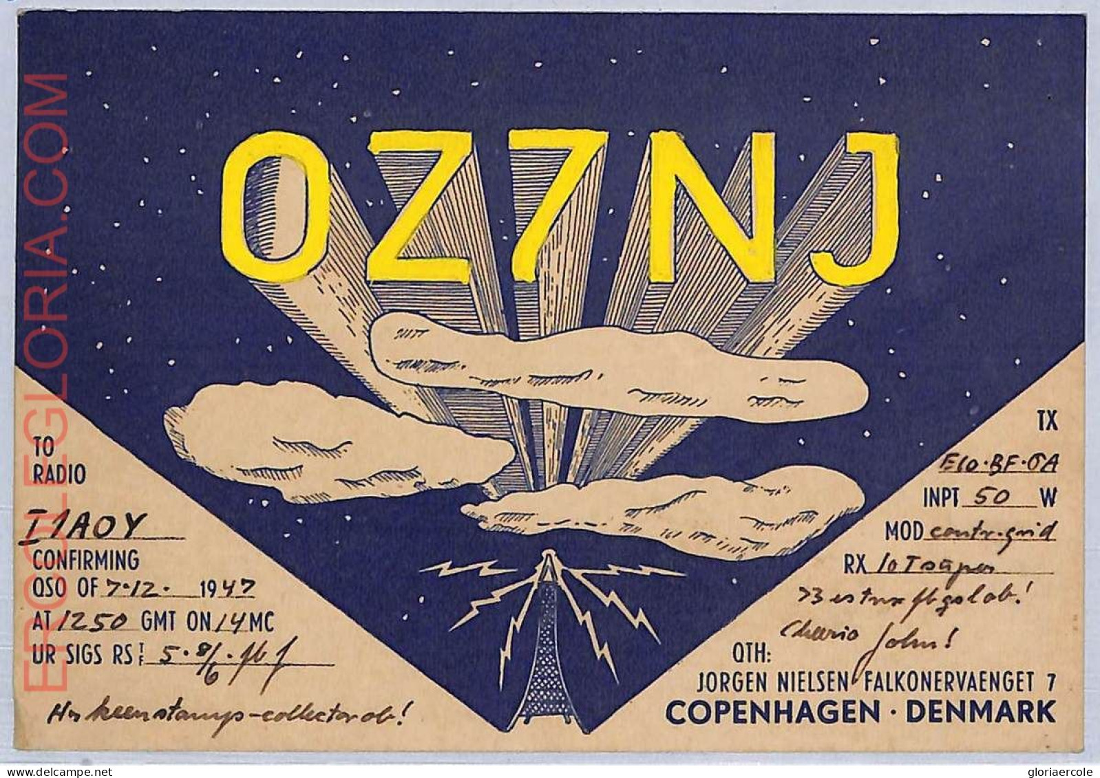 Ad9014 - DENMARK - RADIO FREQUENCY CARD -  1947 - Radio