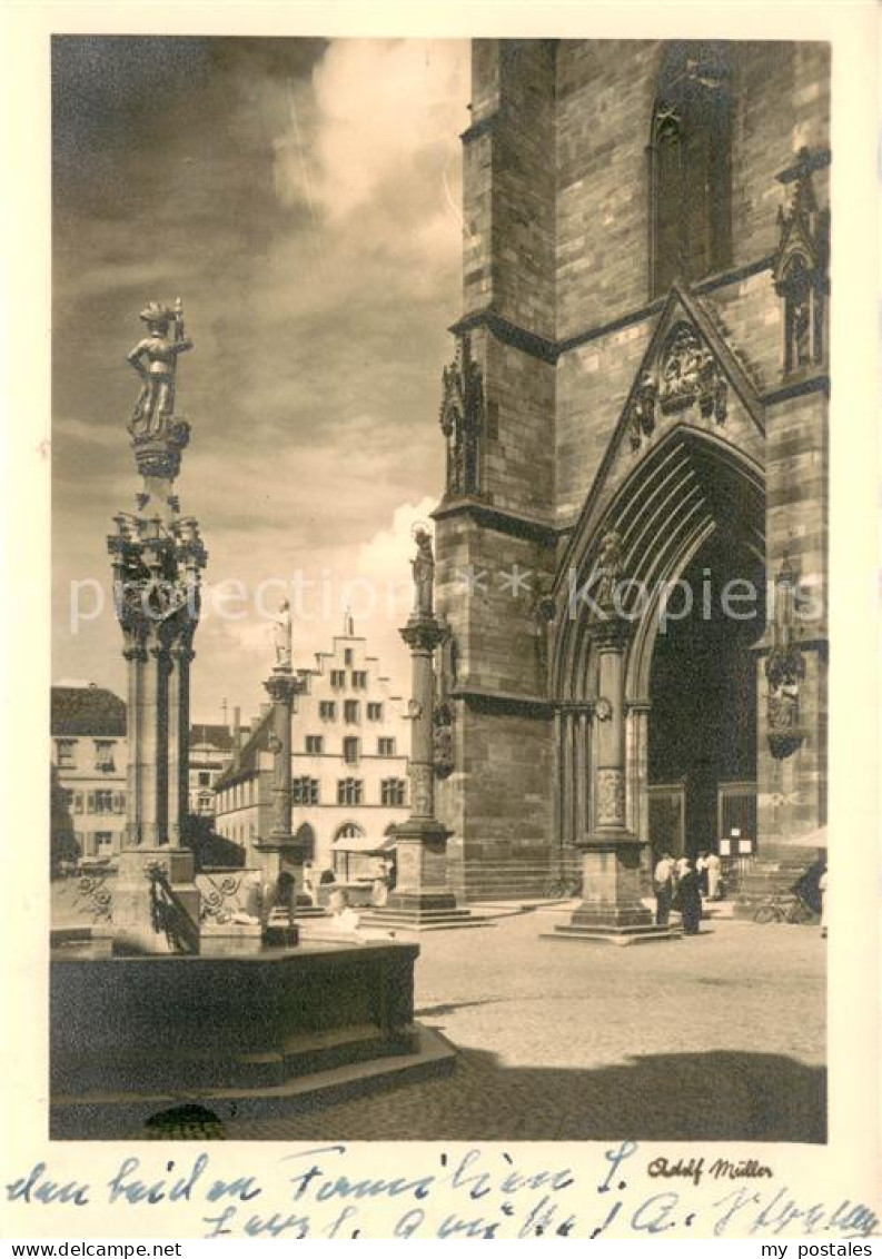 73778423 Freiburg Breisgau Muenster Portal Marktplatz Marktbrunnen Freiburg Brei - Freiburg I. Br.