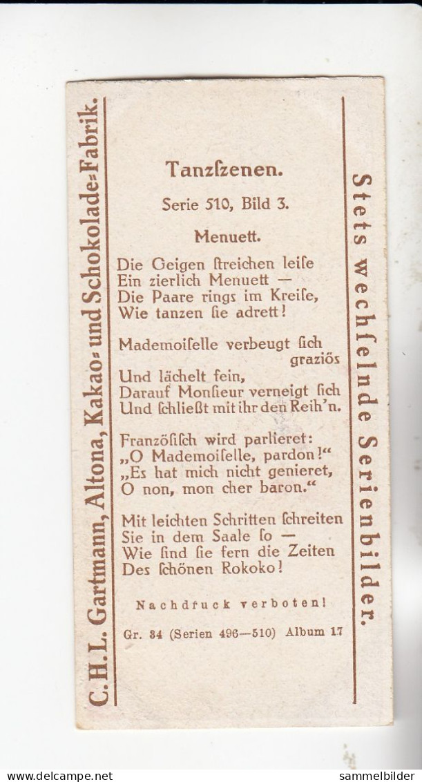 Gartmann Tanzszenen  Menuett      Serie 510 #3 Von 1917 - Sonstige & Ohne Zuordnung