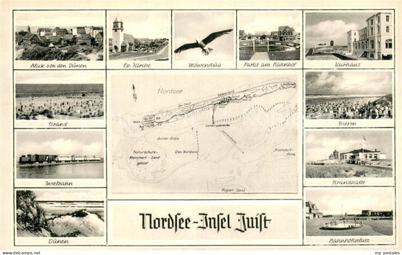 73778373 Juist Nordseebad Duenen Strand Inselbahn Ev Kirche Bahnhof Kurhaus Stur - Juist