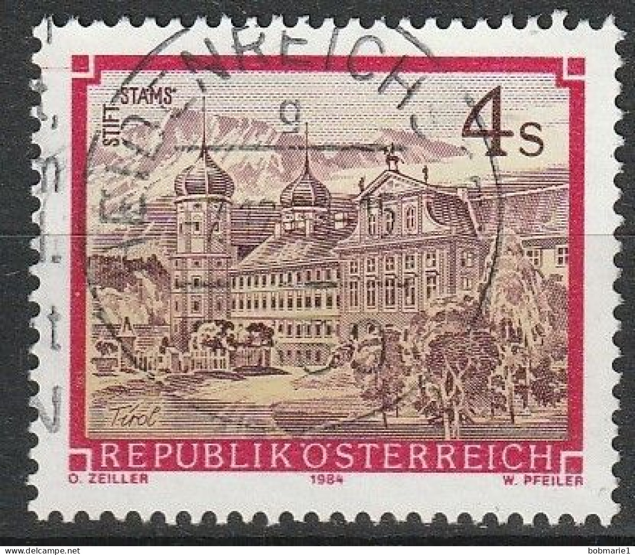 Série Monastères, Timbre Autriche Oblitéré "Stift Stams" Tyrol 1984 N° 1620 - Gebraucht