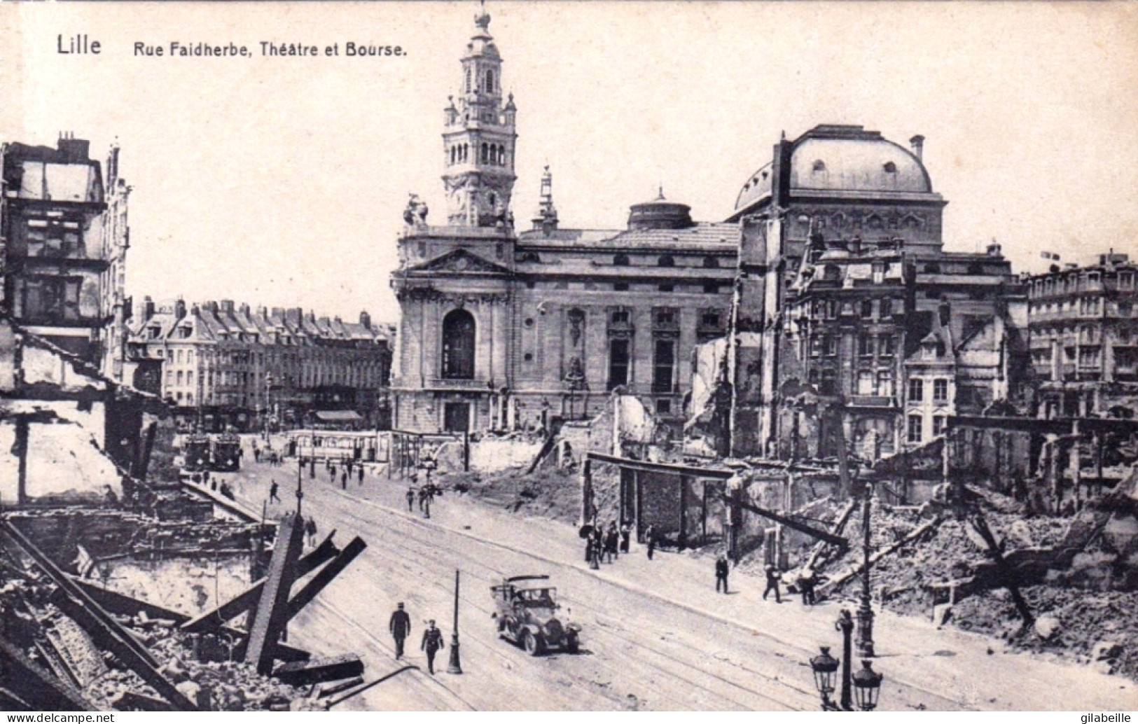 59 - LILLE -   Rue Faidherbe - Theatre Et Bourse -  Guerre 1914 - Lille
