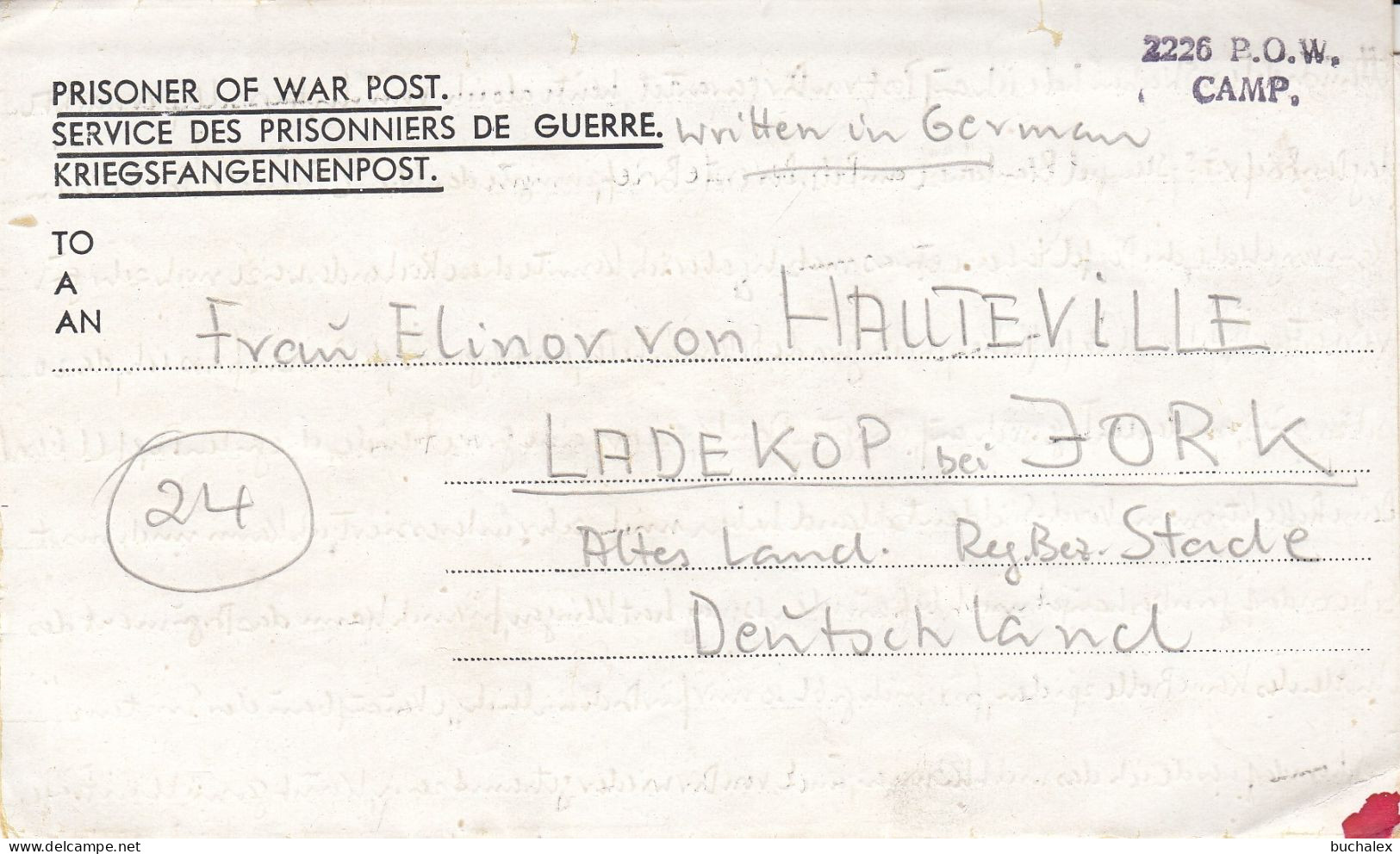 Kriegsgefangenenpost Flieger-Oberstabsingenieur Ca. 1945 Von Zedelgem Nach Ladekop - Gevangenenpost