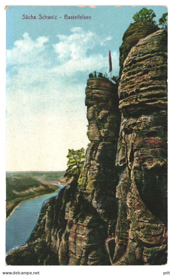 Rathen Sächs. Schweiz. Basteifelsen 1910s Unused Postcard. Publisher Stengel & Co, Dresden - Rathen