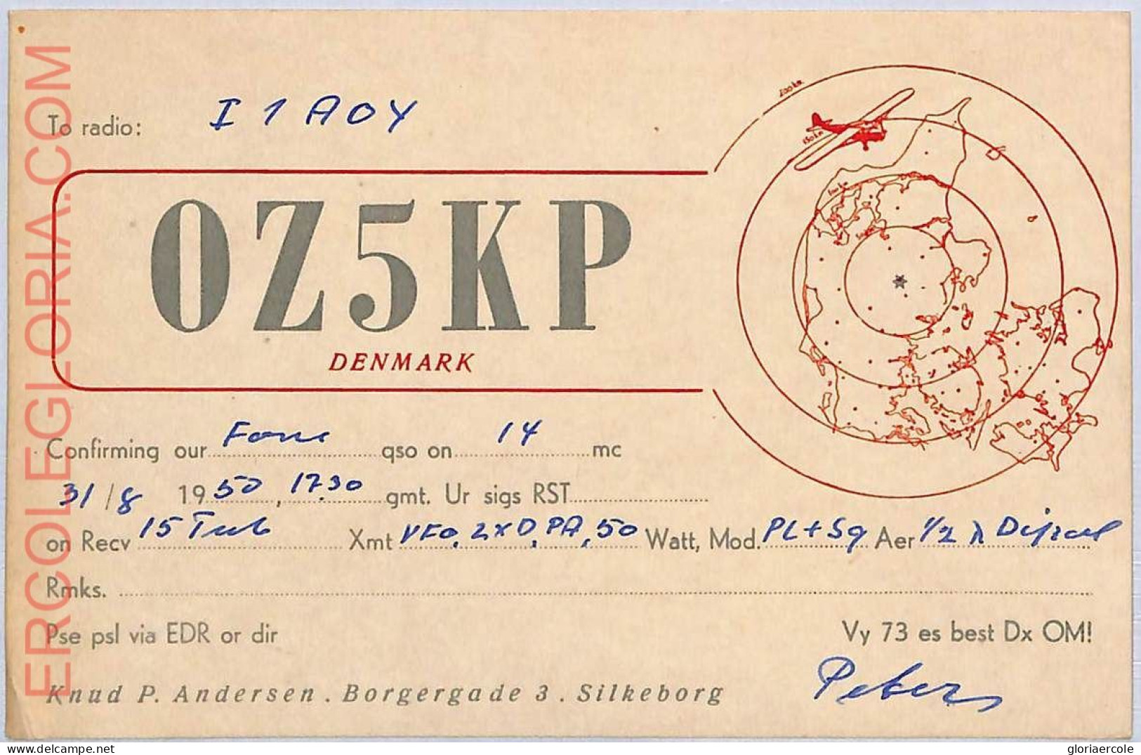 Ad9020 - DENMARK - RADIO FREQUENCY CARD -  1950 - Radio