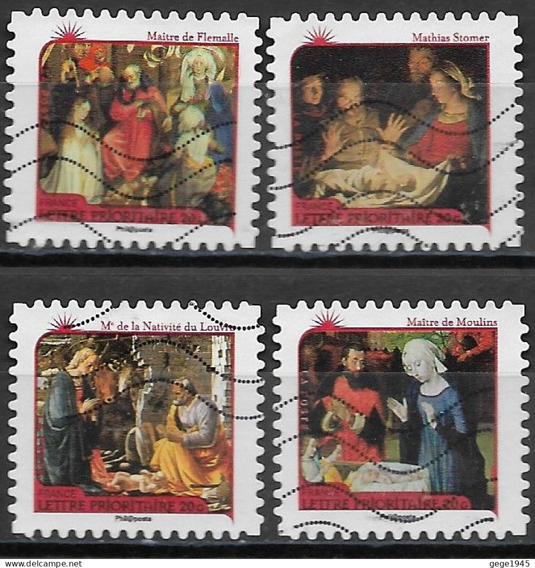 France 2011 Oblitéré Autoadhésif  N°  621 - 622 - 627 - 630  -    Meilleurs Voeux   Nativités - Used Stamps