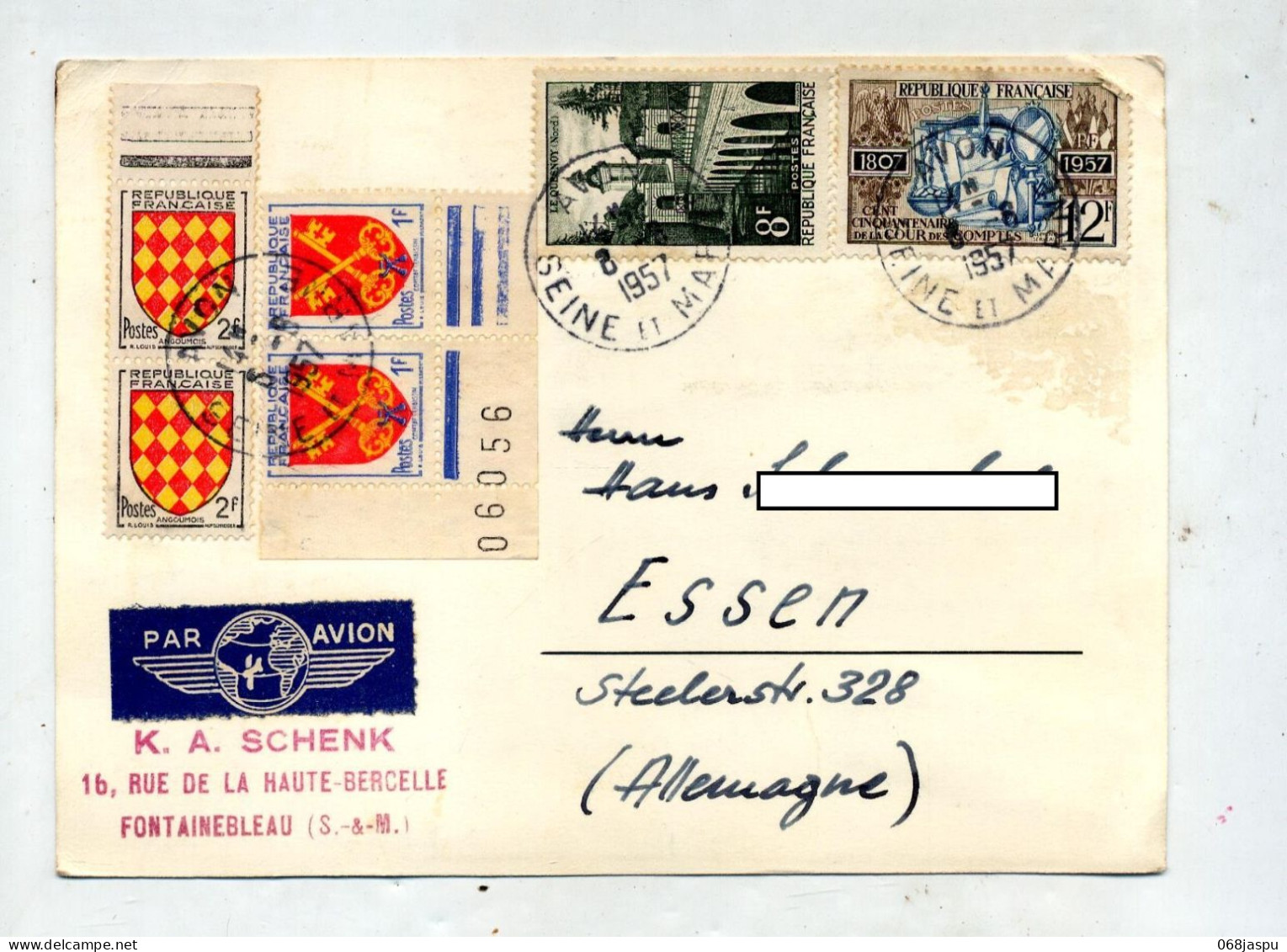 Carte Cachet Avon Sur Cour Des Comptes Armoirie - Manual Postmarks