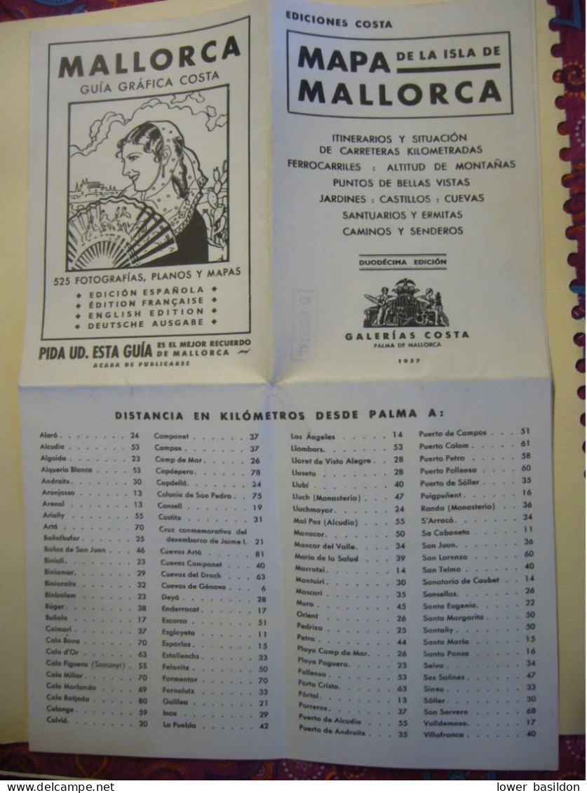 ESPAGNE     MAJORQUE   1957 - Mapas Geográficas