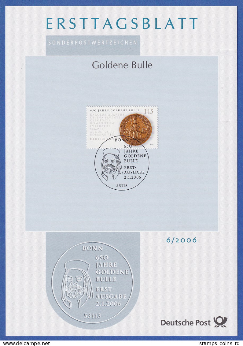 Bundesrepublik Ersttagsblatt ETB 6 / 2006 Goldene Bulle - Andere & Zonder Classificatie