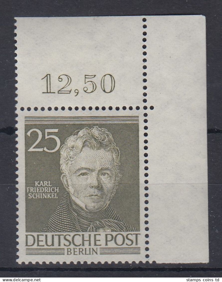 Berlin Männer 25Pfg Schinkel Mi.-Nr. 98 Eckrandstück OR **  - Unused Stamps