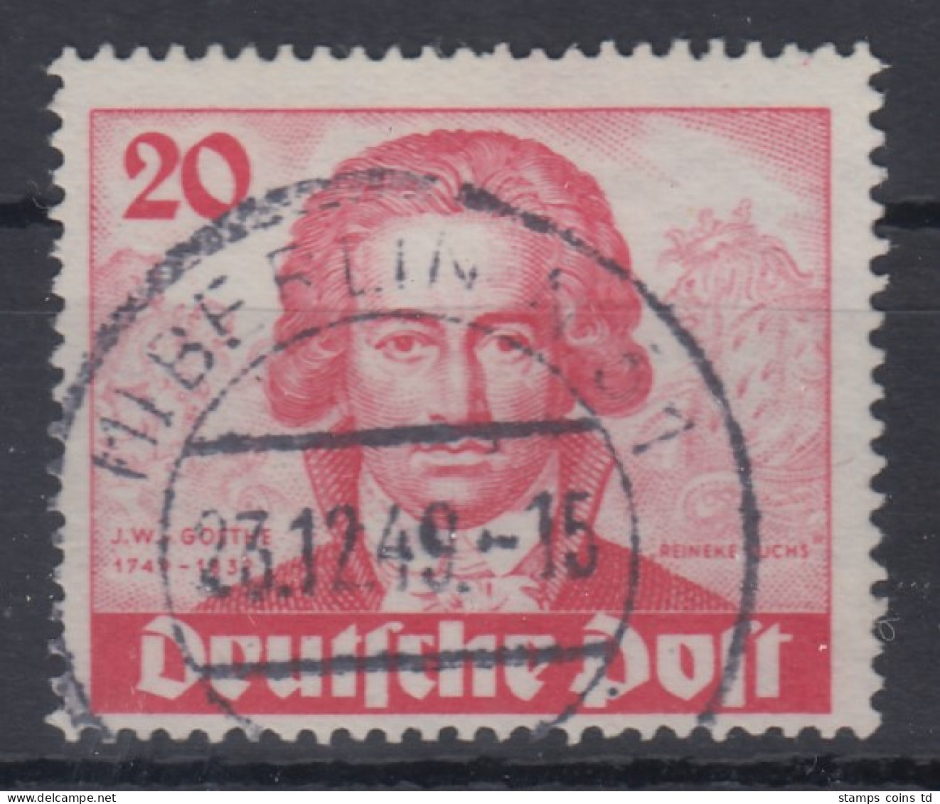 Berlin Goethe 20Pfg  Mi.-Nr. 62 Mit Stempel BERLIN N51 23.12.49 - Usados