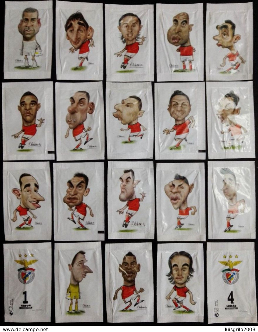 Footbal Portugal 2014 - Sport Lisboa Benfica. Caricaturas -|- Série Complète 18 Sachets Vides (Produit Officiel Du Club) - Azúcar